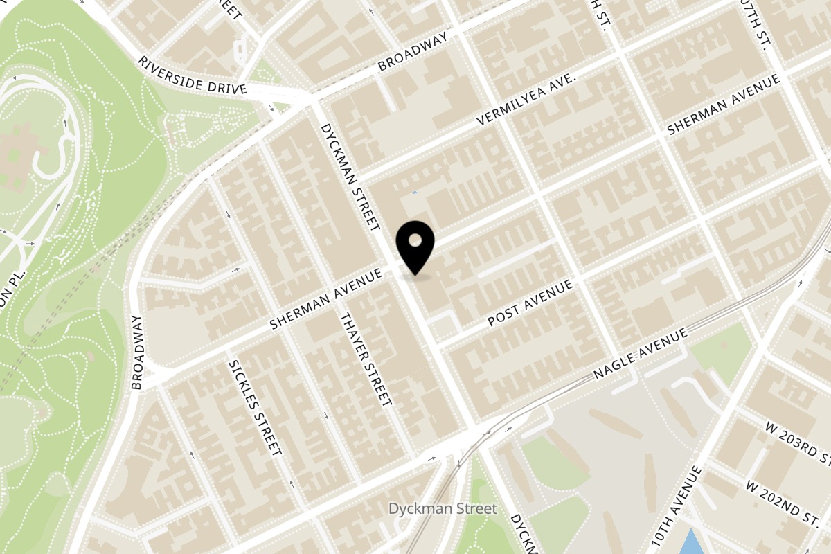 Map showing the location of Room 151 Sushi & Steak House on 151 Dyckman St in New York
